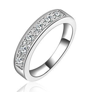 🎀  925 Silver Plated Sparkling CZ Wedding Couple Ring, FB16FA1080